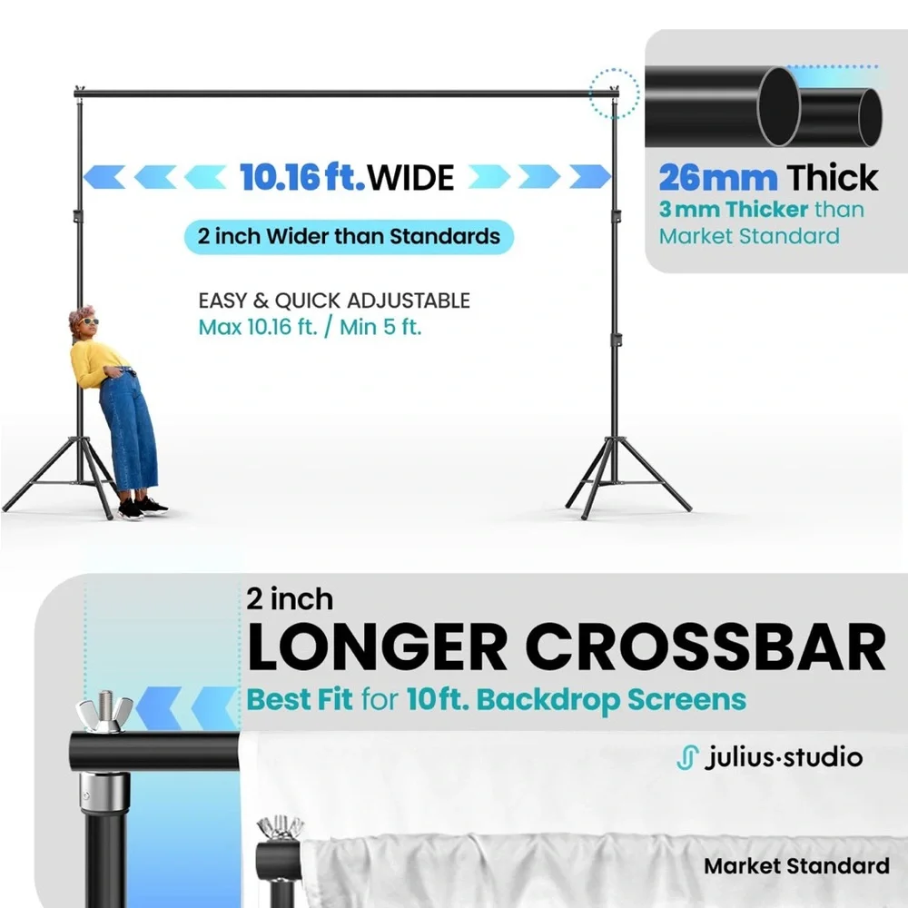 Backdrop Stand 10x7ft(WxH) Photo Studio Adjustable Background Stand Support kit